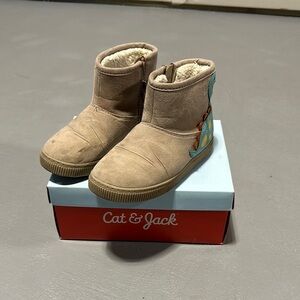 Cat & Jack Beige Boots with Multicolor Design